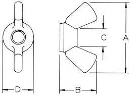 Wing Nut Dimensions Wing Nut Dimensions